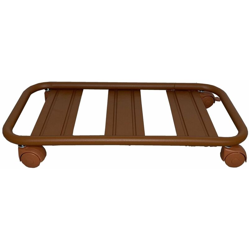 foto del prodotto sottovaso rettangolare a carrello con ruote bidirezionali tubolare tondo 60 cm cotto