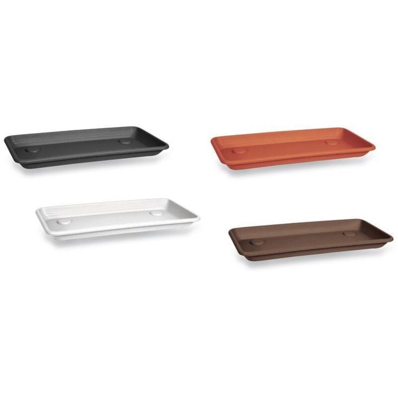 foto del prodotto sottovaso rettangolare sottofioriera in plastica anthea 60 cm veca 55 x 27 x 3 - color bianco