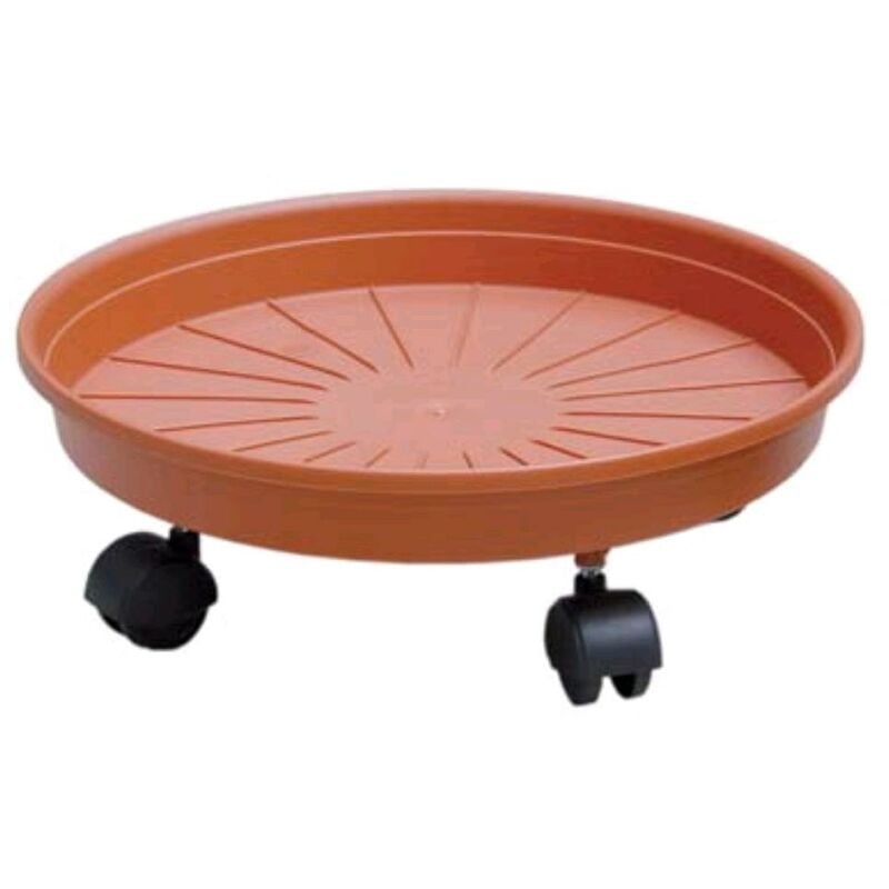 foto del prodotto sottovaso tondo con ruote sotto fioriera plastica colore terracotta v mis 29375v 25 29375 