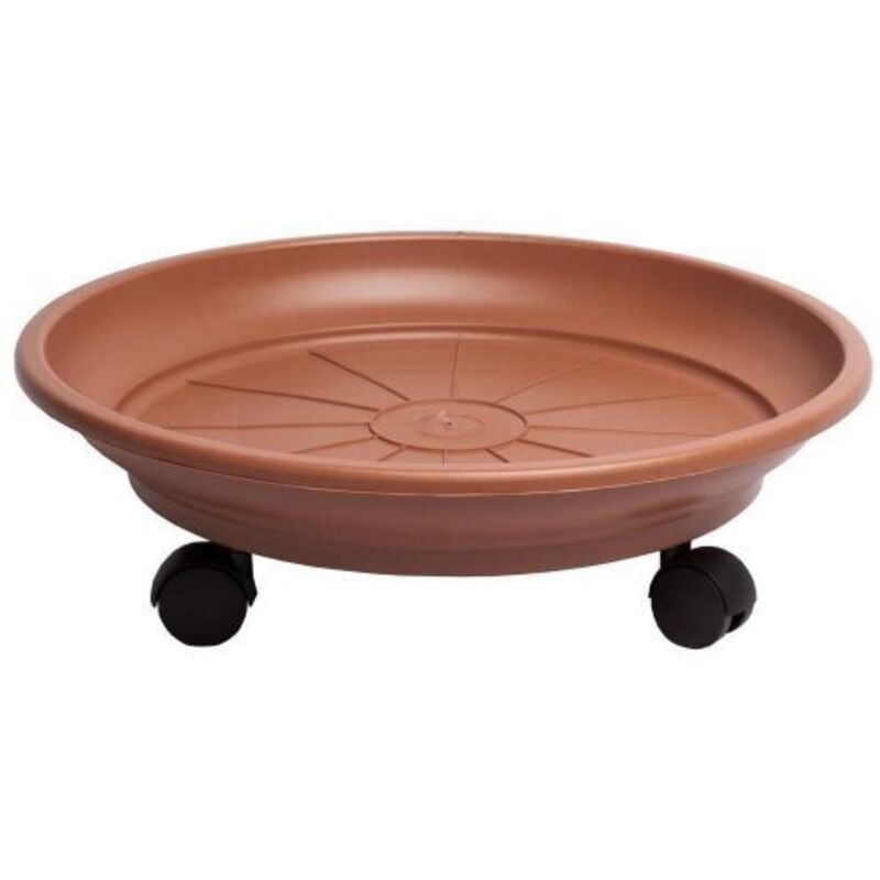 foto del prodotto sottovaso tondo con ruote sotto fioriera plastica colore terracotta v mis 29375v 35 29376 