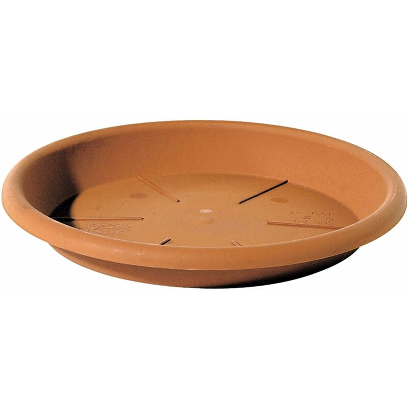 foto del prodotto sottovaso tondo in plastica color terracotta telcom 24 cm