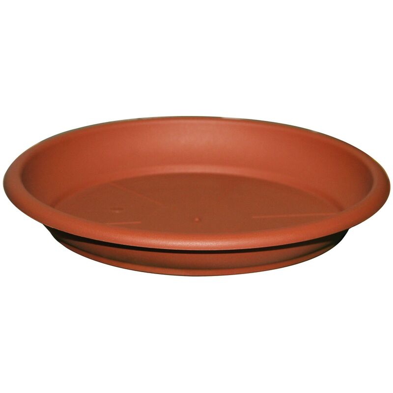 foto del prodotto sottovaso tondo in resina color terracotta deroma 35 per vaso 40