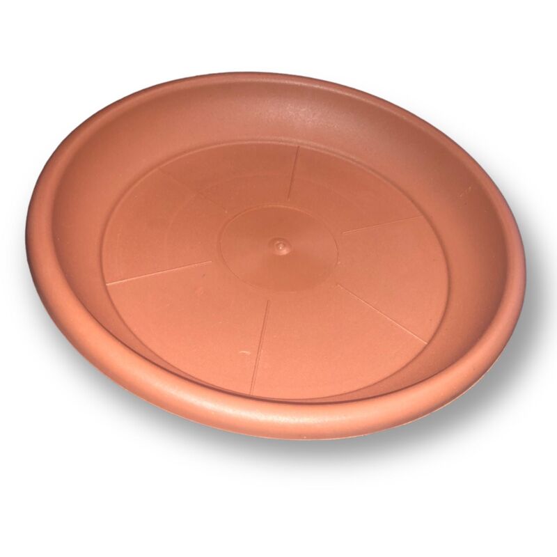 foto del prodotto sottovaso tondo in resina color terracotta deroma 40 per vaso 45