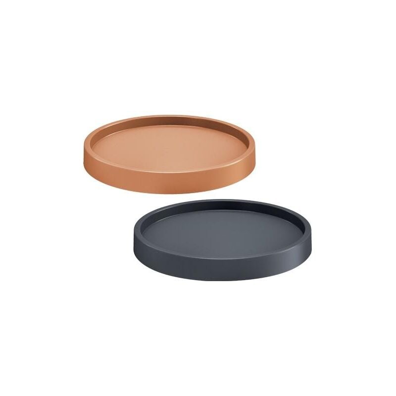 foto del prodotto sottovaso tondo in resina con rulli rotanti roller iprr 29xh5 cm black
