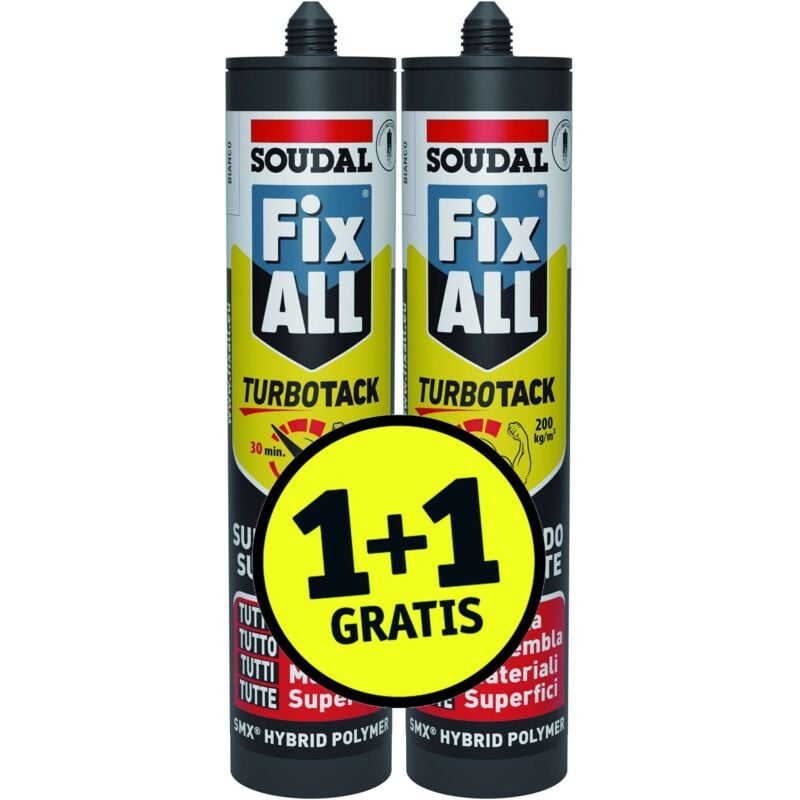 foto del prodotto soudal adesivo di montaggio ''fixall turbotack 1+1 omaggio '' ml. 290 -bianco
