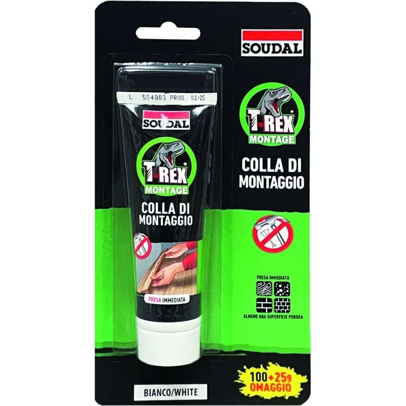 foto del prodotto soudal adesivo di montaggio ''t-rex'' effetto ventosa gr. 100+25 omaggio - bianco