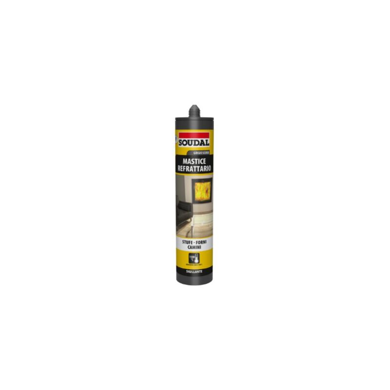 foto del prodotto soudal mastice refrattario sigillante alte temperature stufe forni camini grigio scuro 290 ml