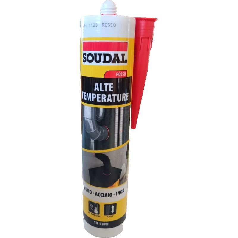 foto del prodotto soudal mastice silicone alta temperatura rosso resistente al calore stick 310 ml