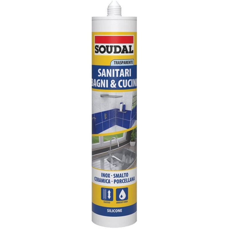 foto del prodotto soudal silicone acetico sanitari 300 ml trasparente
