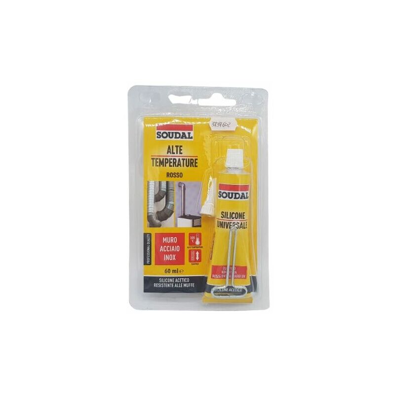 foto del prodotto soudal silicone alte temperature in blister 60 ml rosso