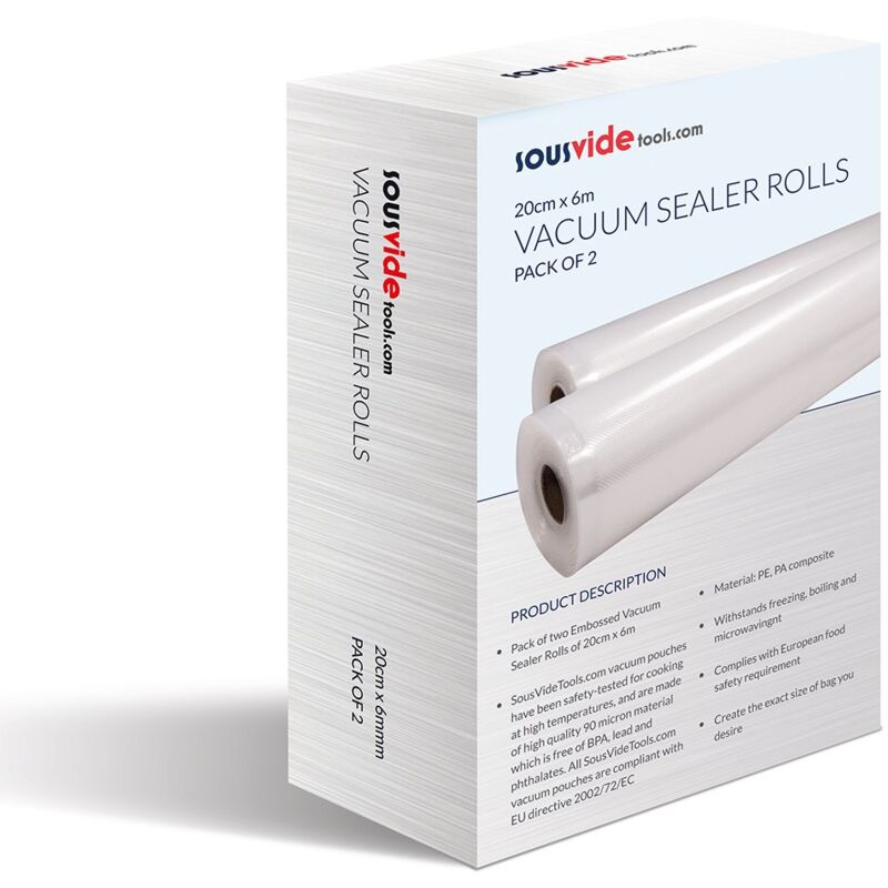foto del prodotto sousvidetools svt 07001 confezione da 2 rotoli da 20 cm x 6 m per sigillatrice sottovuoto