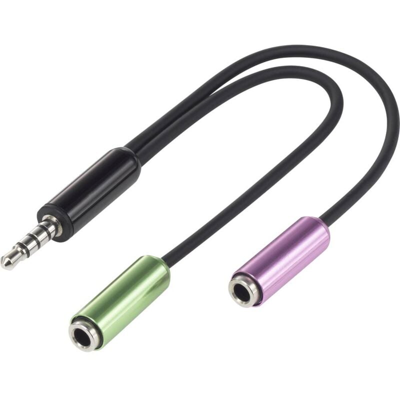 foto del prodotto sp 7870716 jack audio adattatore a y 1x spina jack da 3.5 mm 2x presa jack da 3.5 mm nero speaka professional