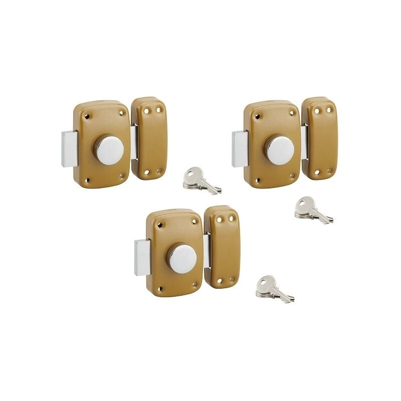 foto del prodotto sp set di 3 serrature a pomolo 9014, cilindro 23 x 40 mm, con chiave uguale, 3 chiavi per serratura serruprix