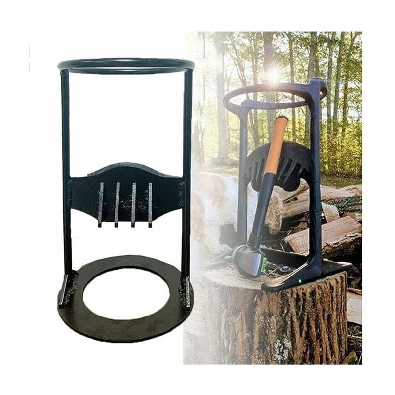 foto del prodotto spaccalegna da ardere, spaccalegna manuale, cuneo in ghisa per spaccare la legna da ardere, nero