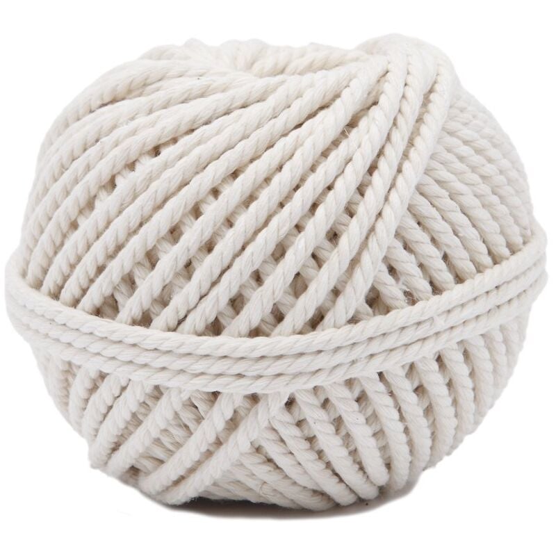 foto del prodotto spago intrecciato in cotone cavo 100 gr 3 mm ecru 35 m