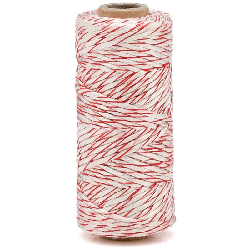 foto del prodotto spago rosso e bianco 50 m corda bicolore per imballaggi, giardinaggio, fai da te la cordeline