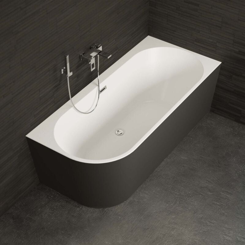 foto del prodotto spalina vasca freestanding capri 170 droite noire nera 170 x76 x58 cm, by