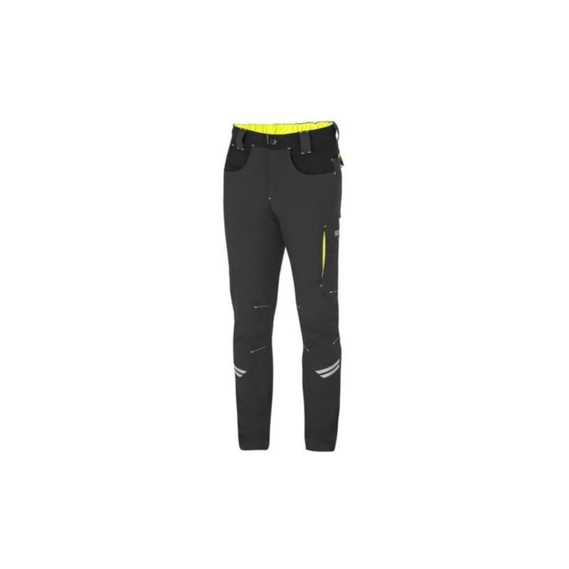 foto del prodotto sparco kansas tech light trousers pantaloni da lavoro tecnici leggeri da uomo tg xxl grigio scuro giallo fluo in nylon con inserti rinforzati sulle