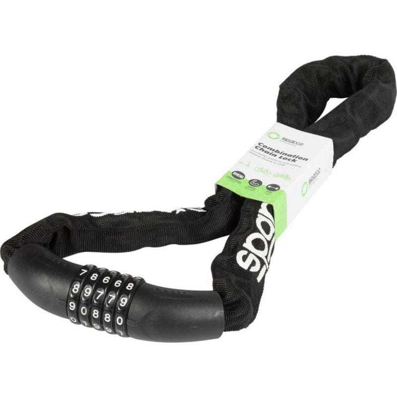 foto del prodotto sparco lucchetto a catena per bicicletta nero con combinazione