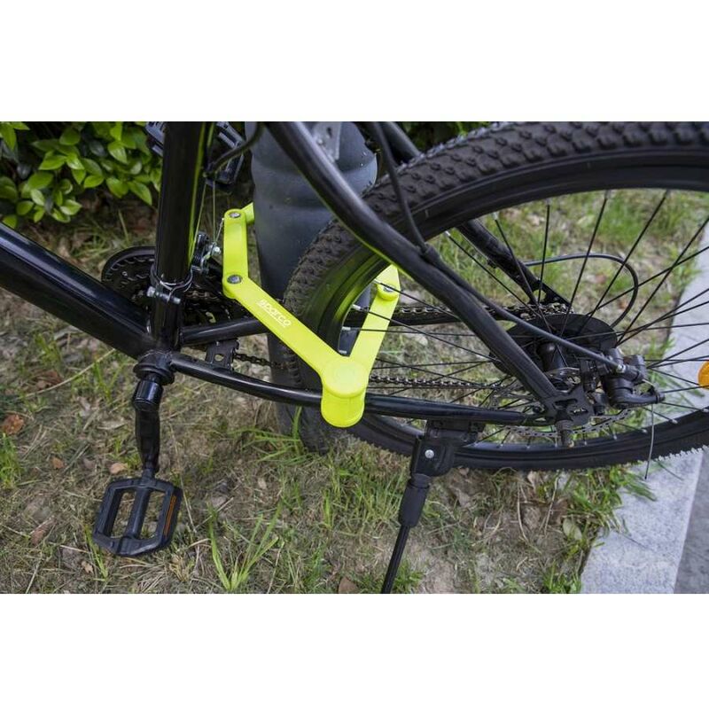 foto del prodotto sparco lucchetto pieghevole per bicicletta giallo con combinazione