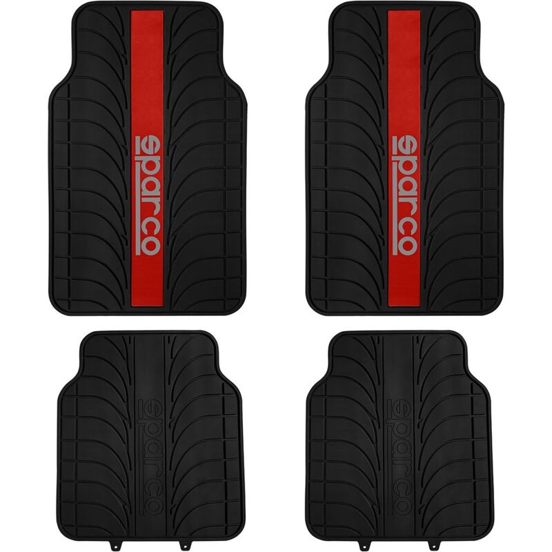 foto del prodotto sparco set 4 tappetini per auto red line in pvc universali e con supporto antiscivolo