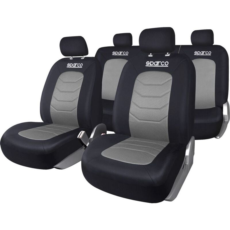 foto del prodotto sparco set completo spc1019 coprisedili auto universali nero e grigio righe
