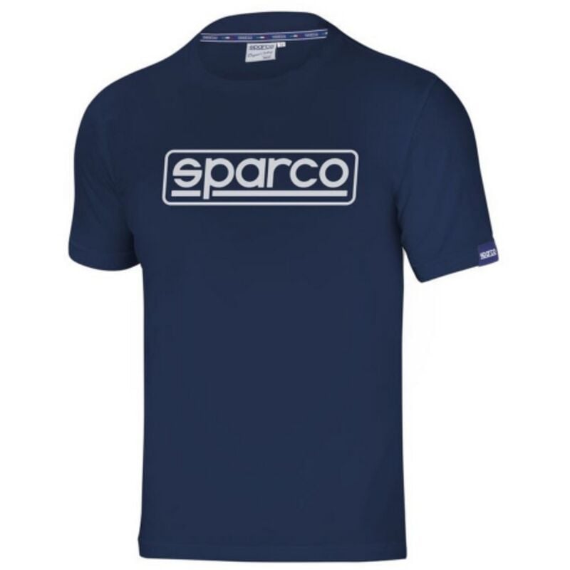 foto del prodotto sparco t shirt frame mezze maniche tg s blu marine con collarino interno collo e cavallotto con logo maglia in cotone blu marine s