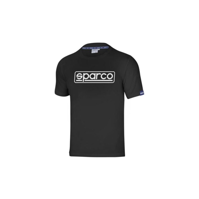 foto del prodotto sparco t-shirt frame mezze maniche tg xl nera con collarino interno collo e cavallotto con logo maglia in cotone nero xl