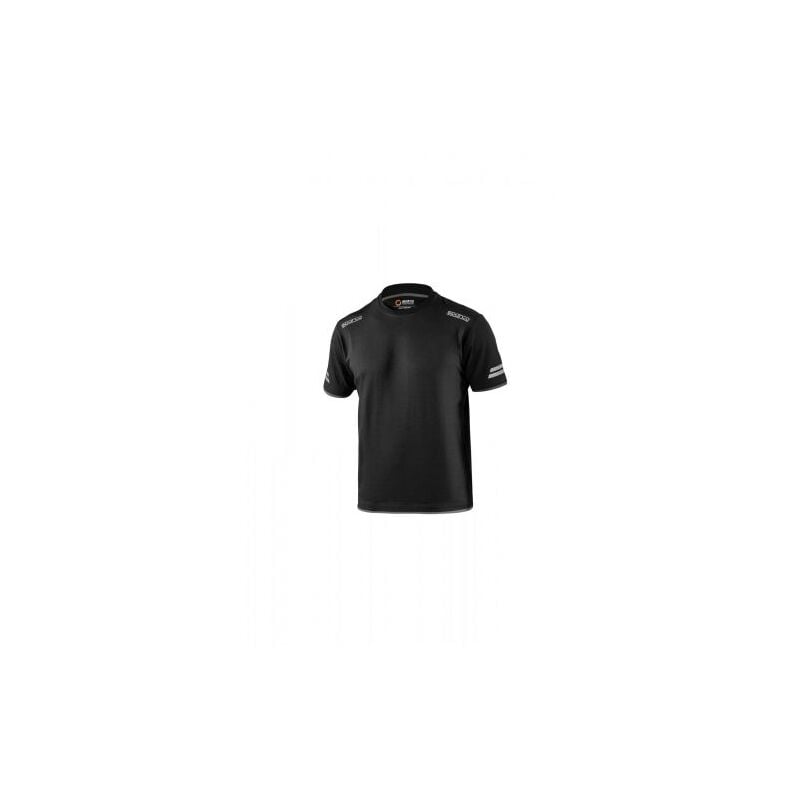 foto del prodotto sparco t shirt tech tucson in cotone e poliestere colore nero grigio scuro tg.xs con strisce riflettenti ad alta visibilita effetto pique nero 