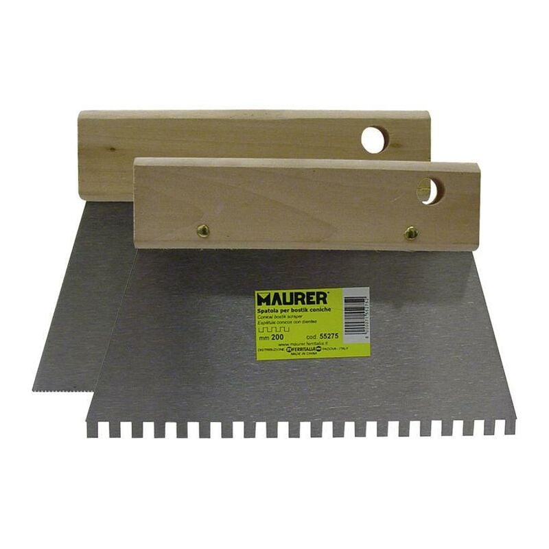 foto del prodotto spatola conica c manico legno 200mm denti sega maurer