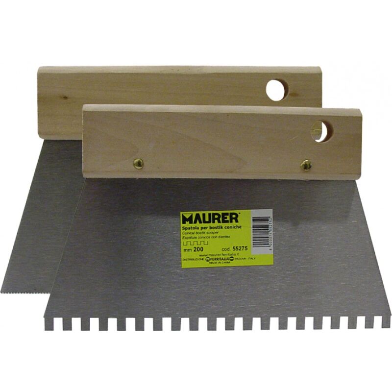 foto del prodotto spatola conica c manico legno 200mm greca 5x7 maurer