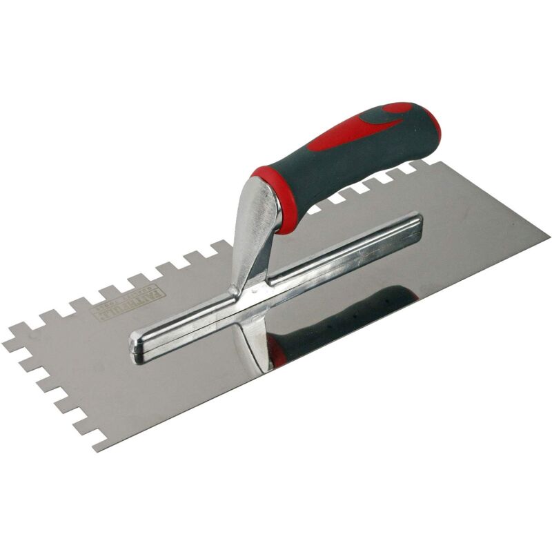foto del prodotto spatola dentata in acciaio inox con impugnatura morbida 13 x 4 1 2 faisgtnot10s faithfull