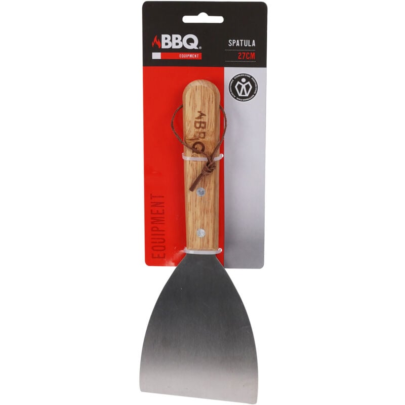 foto del prodotto spatola in acciaio inossidabile con manico in legno 33 cm bbq