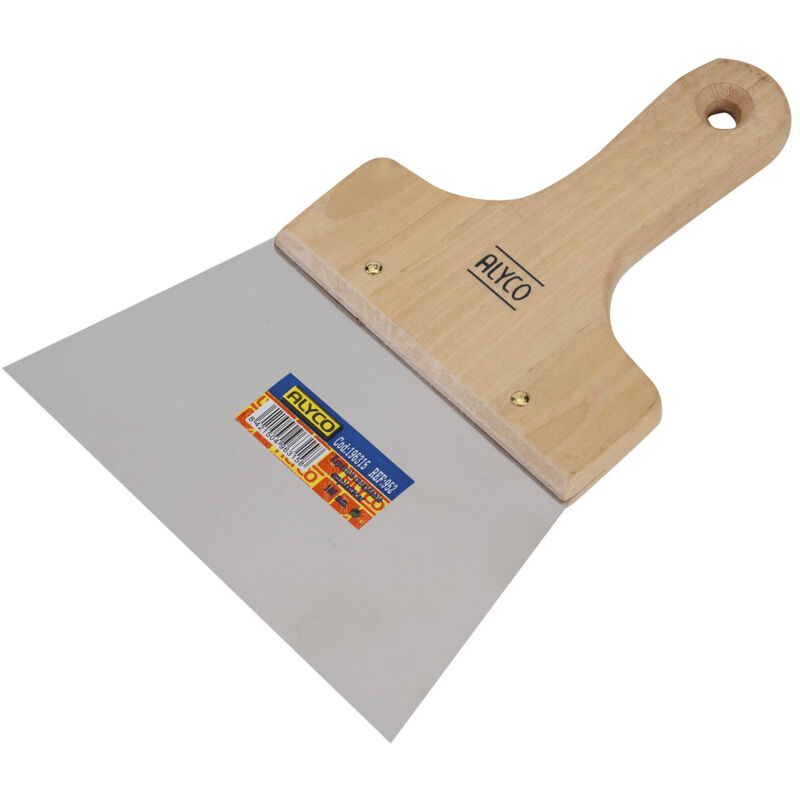 foto del prodotto spatola in acciaio inox con manico in legno 140 mm