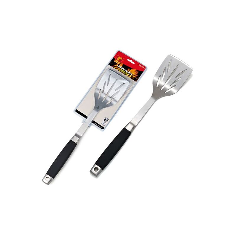 foto del prodotto spatola in acciao inox per barbecue manico lungo cm 42