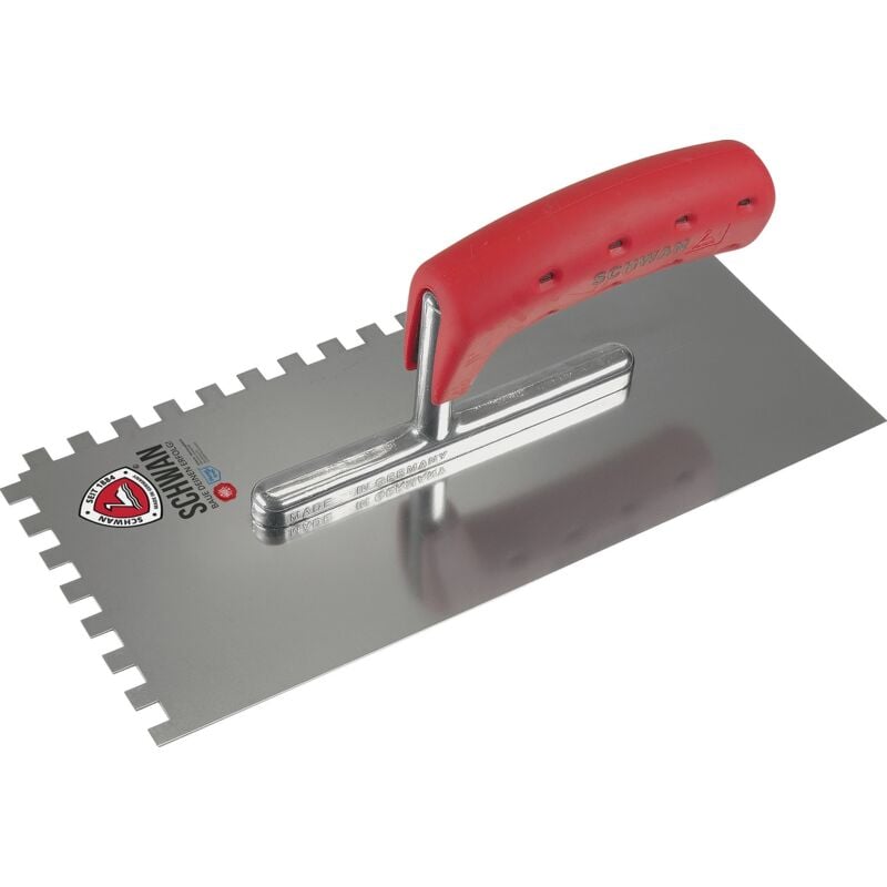 foto del prodotto spatola per stucco l.280mm larg.130mm dente 12x12 acciaio inossidabile con manico a h va s.0,7mm