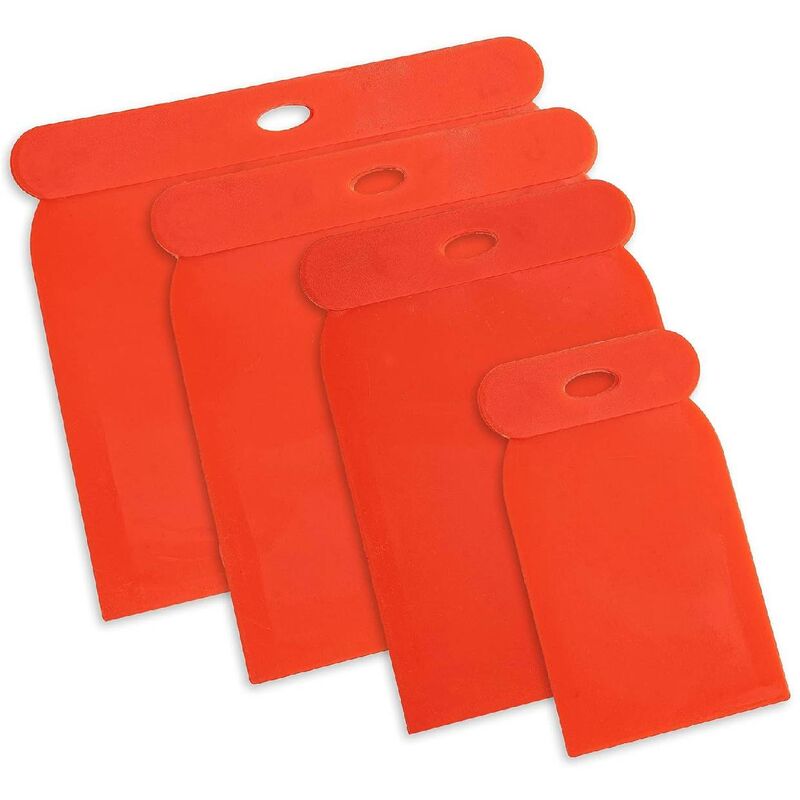 foto del prodotto spatole flessibili in plastica resistente con diverse misure in serie da 4 pezzi