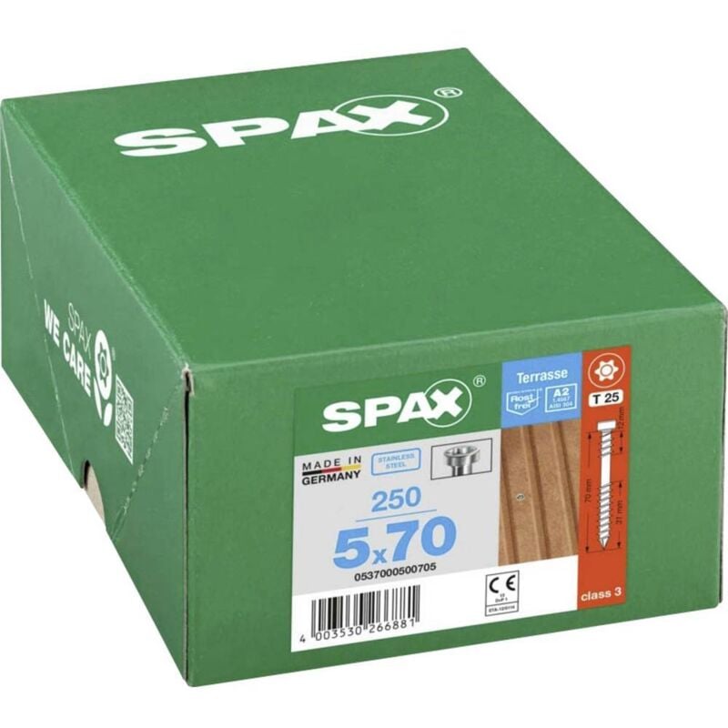 foto del prodotto spax 0537000500705 vite da legno 5 mm 70 mm t star plus acciaio inox a2 250 pz.