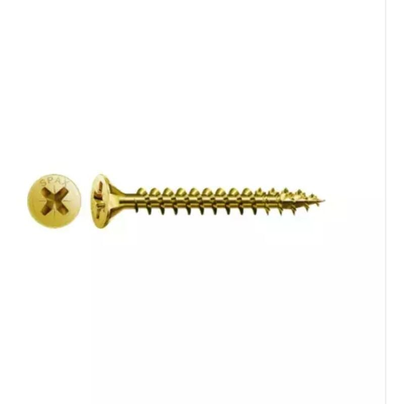 foto del prodotto spax 1081020350123 vite universale, testa svasata, taglio a croce, t star plus, 4cut, filettatura piena, zincato passivato giallo a2l,