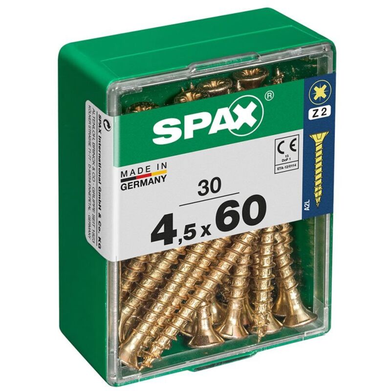 foto del prodotto spax - confezione 30 pezzi vite per legno testa piatta yellox 4,5x60mm