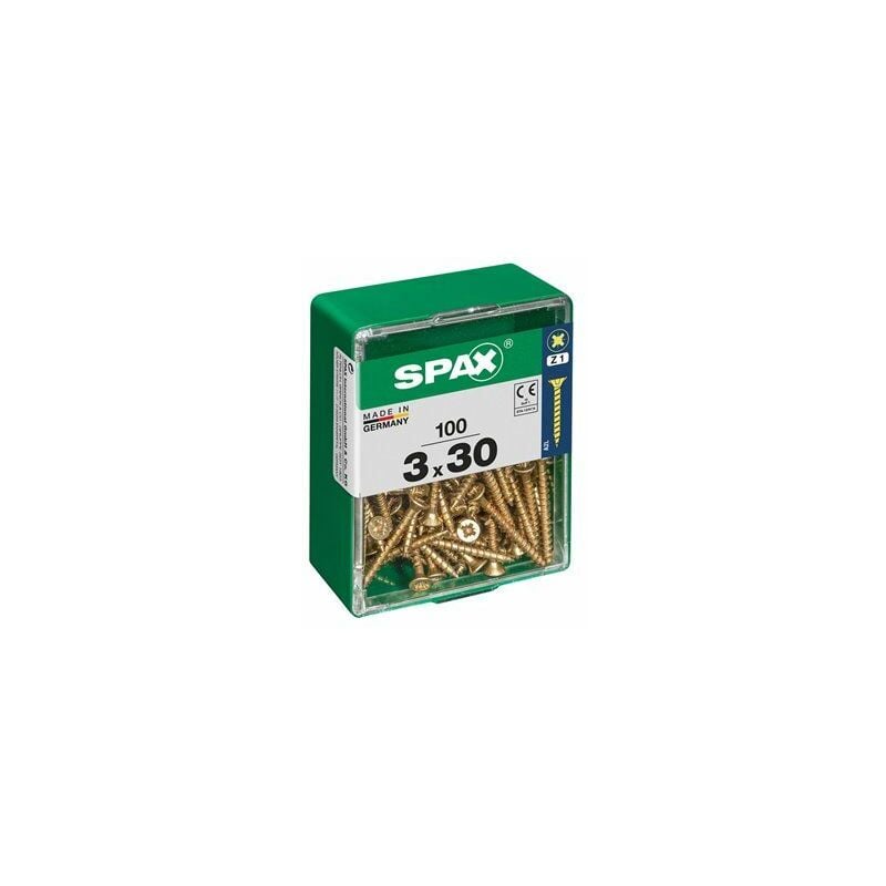 foto del prodotto spax confezione da 100 pezzi vite per legno testa piatta yellox 3,0x30mm