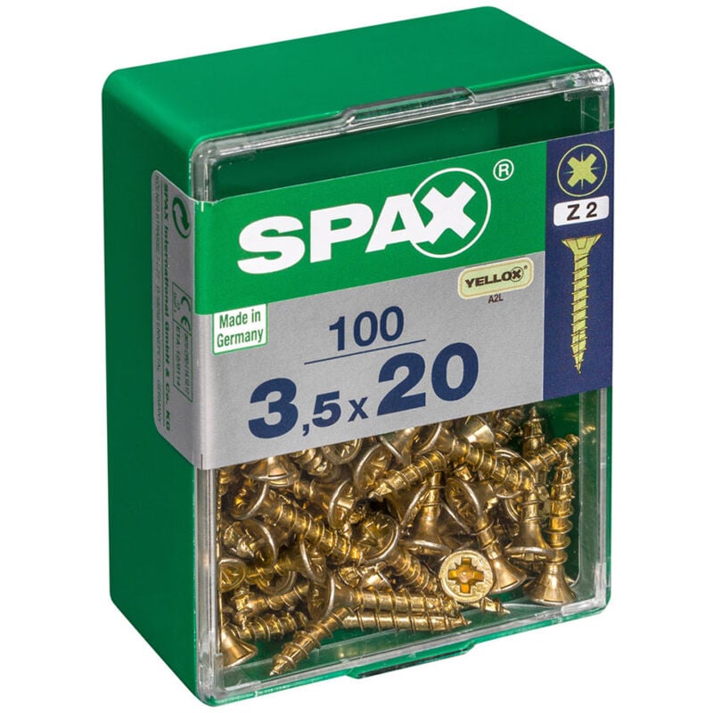 foto del prodotto spax confezione da 100 pezzi vite per legno testa piatta yellox 3,5x20mm