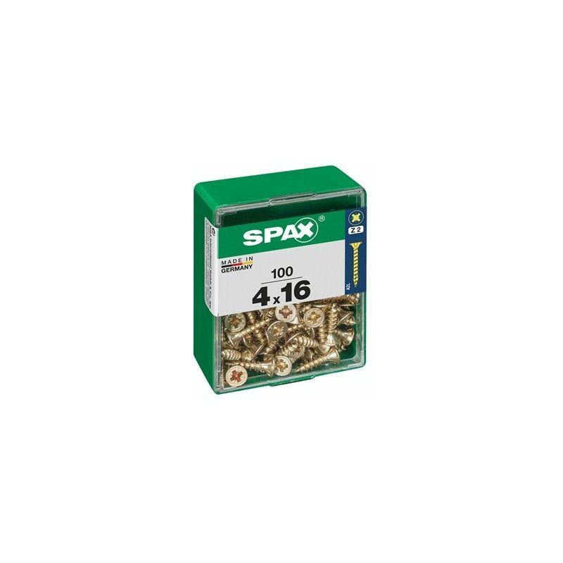 foto del prodotto spax confezione da 100 pezzi vite per legno testa piatta yellox 4,0x16mm