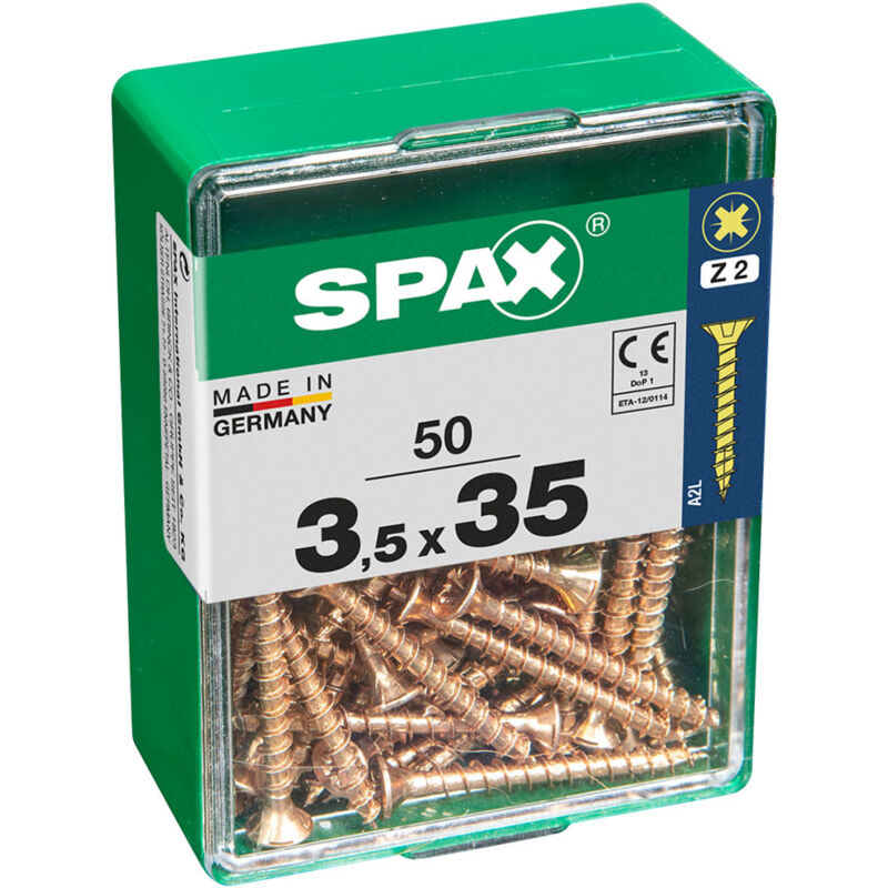 foto del prodotto spax confezione da 50 pezzi vite per legno yellox testa piatta 3,5x35mm