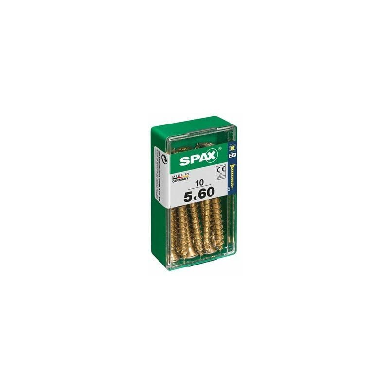 foto del prodotto spax scatola 10 pezzi vite per legno testa piatta yellox 5,0x60mm