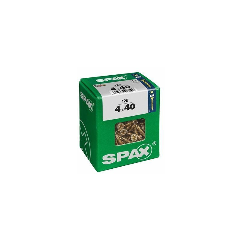 foto del prodotto spax scatola 125 pezzi viti per legno testa piatta yellox 4,0x40mm