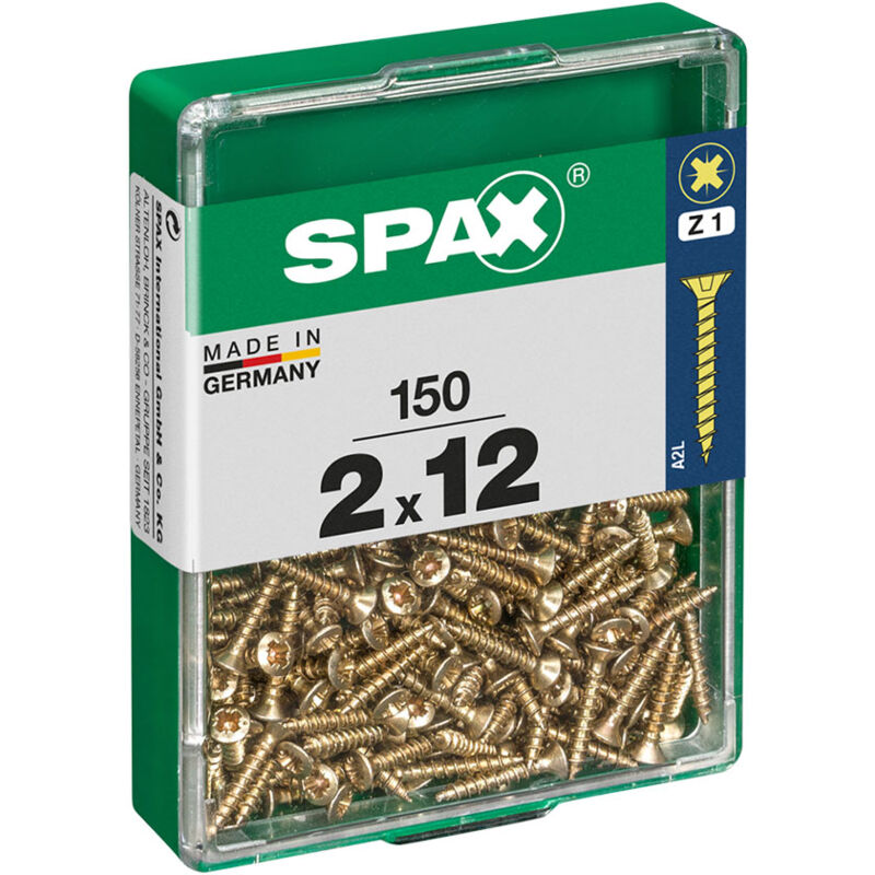 foto del prodotto spax scatola 150 pezzi vite per legno testa piatta yellox 2,0x12mm