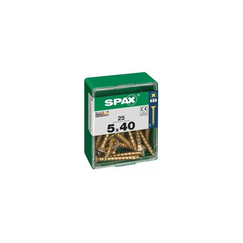 foto del prodotto spax scatola 25 pezzi vite per legno testa piatta yellox 5,0x40mm