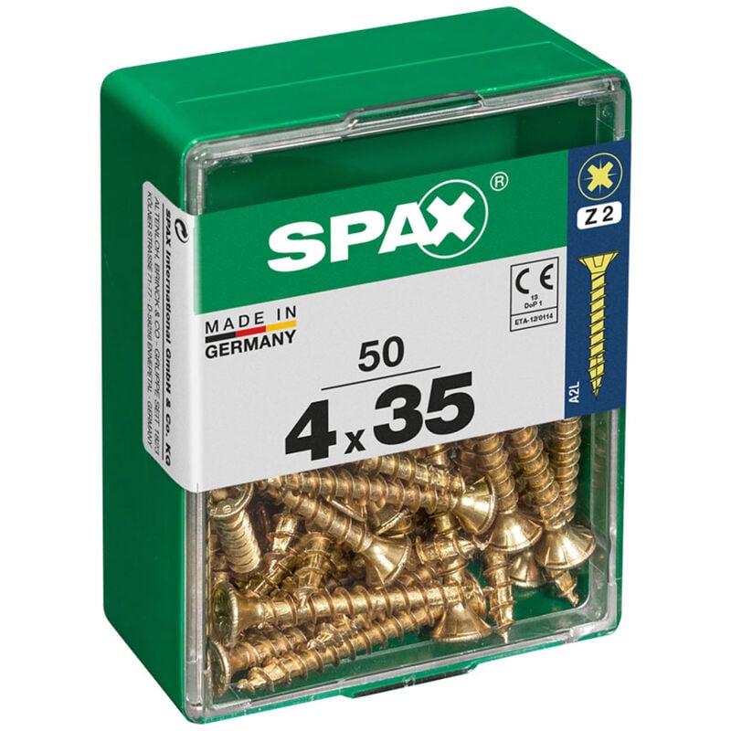 foto del prodotto spax scatola 50 pz. viti per legno testa piatta yellox 4,0x35mm