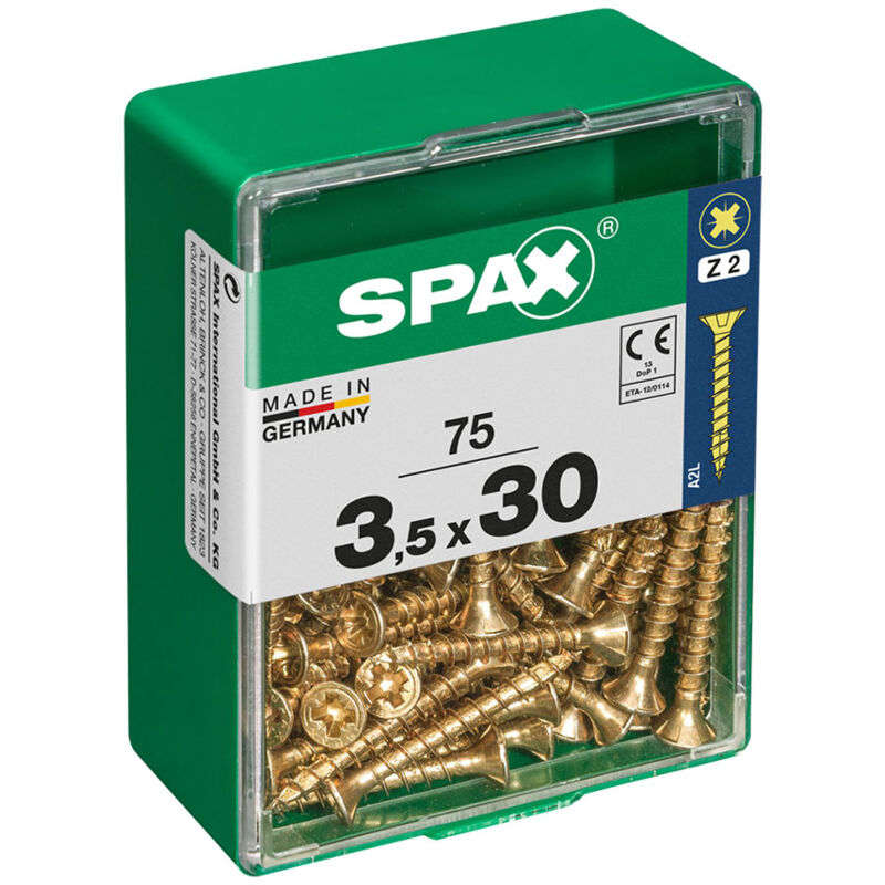 foto del prodotto spax scatola 75 pezzi vite per legno yellox testa piatta 3,5x30mm